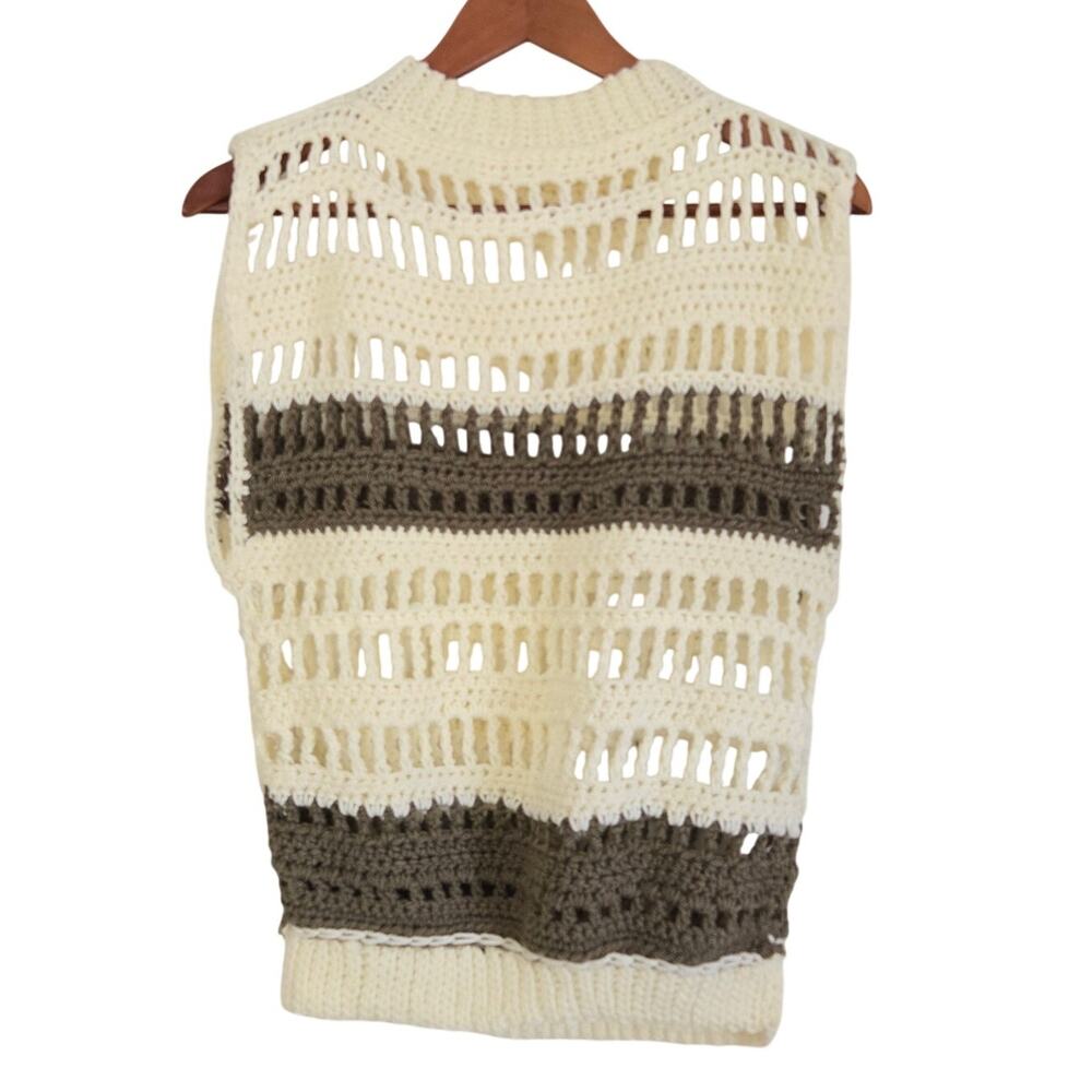 Vintage Inspired Coastal Cottage Grandma Striped Crochet Handmade Sleeveless Top